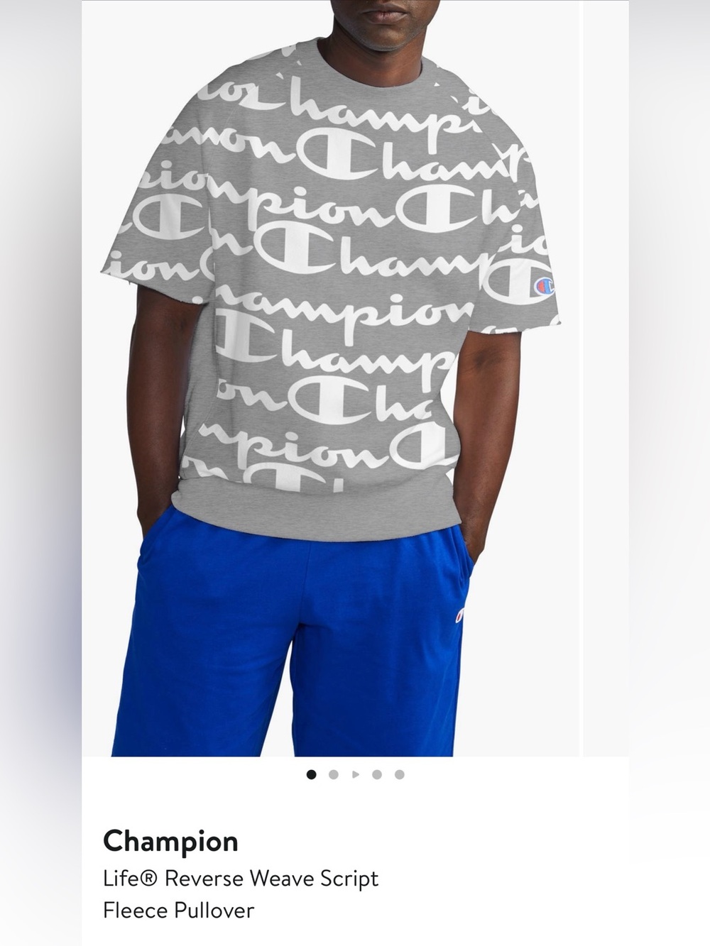 Champion Reverse Weave Giant Logo Heavyweight Grey Crewneck Sweatshirt
